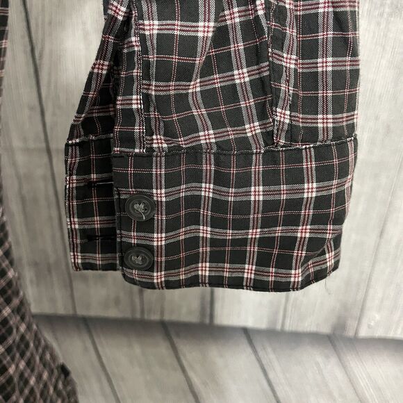 John Varvatos Men's Large Black & Red Check Long Sleeve Button-Front Shirt - Picture 4 of 8